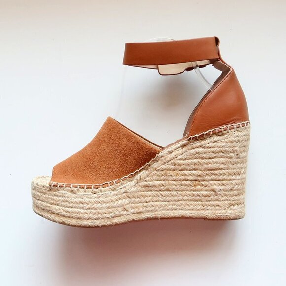 Marc Fisher Adalyn Brown Suede & Leather Platform Espadrille Ankle Strap Sandals - Picture 9 of 16